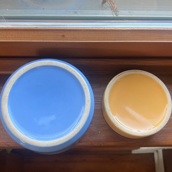 2 Heavy duty Stoneware Ceramic Pet Hamster Reptile Bowls, blue yellow - Picture 3 of 14